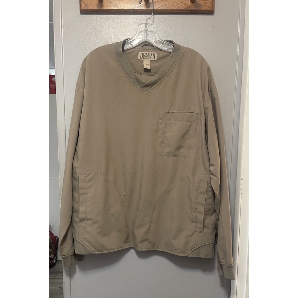 Duluth Trading Men's Bogey WindShirt Beige Microfiber Men's Size Large Pockets